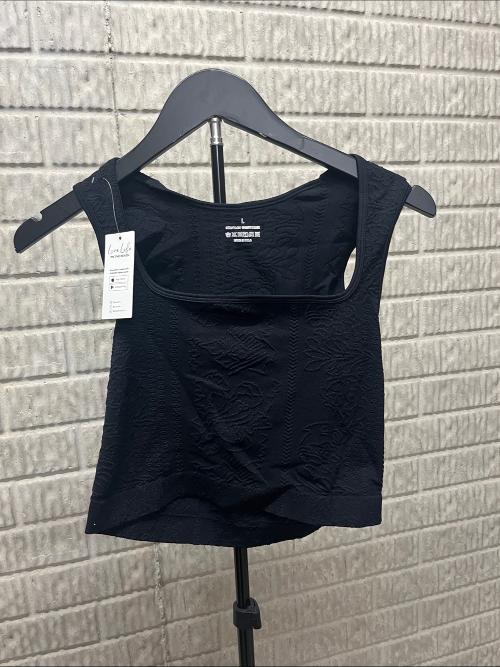 Cupshe Black Embroidered Scoop Neck Tank Top